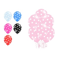 Palloncini in lattice con pois bianchi da 30 cm - PartyDeco - 50 unità