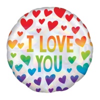 I Love You globo rotondo iridescente multicolore 45 cm - Anagram