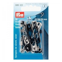 Spille da balia assortite da 2,7, 3,8 e 5 cm argento e nero - Prym - 18 pz.