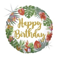 Palloncino Happy Birthday hawaiano da 46 cm - Grabo