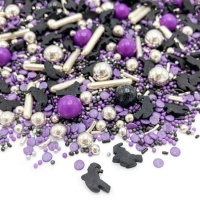 Spolverini di Halloween viola, bianchi e neri 90 gr - Happy Sprinkles