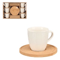 Tazza quadrata da 90 ml con piatto in bambù - 6 porzioni