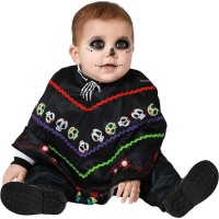 Costume da scheletro messicano per bambino con poncho
