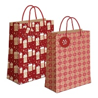 Borsa regalo da 32 x 26 x 10 cm in carta kraft con design innevato - 1 unità