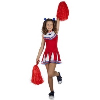Costume da cheerleader rosso e blu per bambina