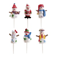 Pick con pupazzetti di Babbo Natale e di neve assortiti da 3,5 cm - 72 pezzi
