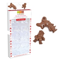 Stampo in plastica rigida Babbo Natale di cioccolato da 27,5 cm - Scrapcooking - 10 cavità