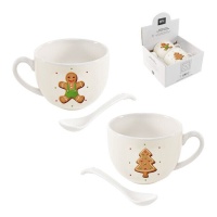 Set regalo tazza tisana Babbo Natale a 4 pezzi cm 8x11,5/cm 11,5