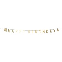 Ghirlanda di Buon Compleanno dorata 2 m