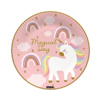 Piatti magici Unicorno 18 cm - 8 pezzi.