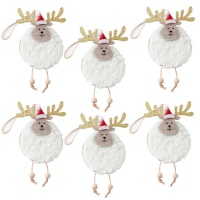 Ciondoli natalizi a forma di renna con glitter - 6 pezzi.