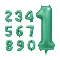 Palloncino numero verde satinato da 86 cm - 1 unità