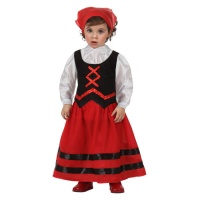 Costume da pastorella rosso e nero da bebè