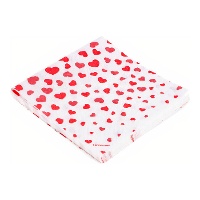 Tovaglioli con cuori rossi 16,5 x 16,5 cm - 12 pezzi