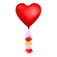 Palloncino a cuore rosso con nappina 75 x 64,5 cm