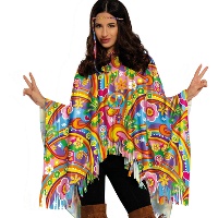 Poncho hippie con fiori colorati per adulti