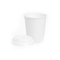 Tazza in cartone bianco da 120 ml con coperchio - Honest Green - 25 pz.