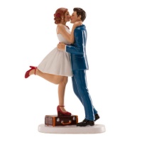 Figura per torta nuziale di sposi con valigia 16 cm - Dekora