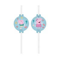 Cannucce bianche Peppa Pig e George da 22 cm - 4 unità