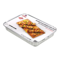 Contenitore rettangolare monouso 31,2 x 21,8 x 3,5 cm con coperchio - 5 unità