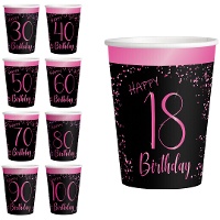 Bicchieri Elegant Pink con numeri da 250 ml - 8 pezzi