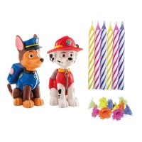 Set per torta Paw Patrol con figure della pattuglia canina e candeline - Dekora