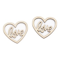 Figure in legno a forma di cuore con amore 9 cm - 2 pz.