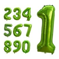Pallone numerico verde brillante da 1 m