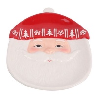 Piatto Babbo Natale con cappello decorato 21 x 22 cm - DCasa