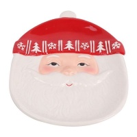 Piatto Babbo Natale con cappello decorato 21 x 22 cm