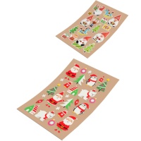 Adesivi natalizi in gomma crepla con brillantini 14,2 x 25 cm - 1 foglio