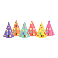 Cappellini da festa con pois colorati assortiti - 6 unità