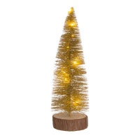 Albero di Natale con base in legno e luci da 30 cm