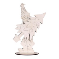 Figura in legno di gnomo con albero di Natale 24,5 x 16 cm - Artis decor