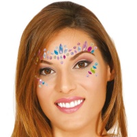 Gioielli adesivi per il viso con gocce e cerchi multicolori
