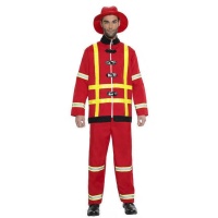 Costume da pompiere rosso e giallo per uomo