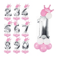 Kit palloncini Happy Birthday Princess color rosa - 19 pezzi