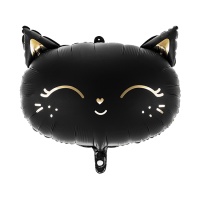 Palloncino testa di gatto nero da 48 x 36 cm - PartyDeco