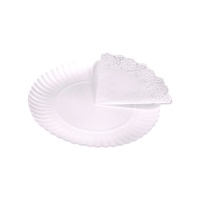 Vassoio con pizzo tondo bianco 23 cm - Maxi Products - 2 unità