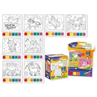 Quaderno da colorare con pennello e acquerelli