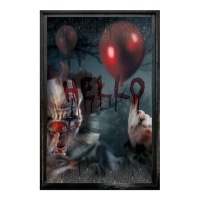 Decorazione per finestra con clown e palloncino di 80 x 120 cm