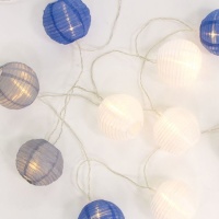 Catena luminosa 20 lanterne led bianche e blu - 2,20 m