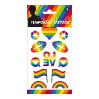 Tatuaggi temporanei assortiti Pride - 1 foglio