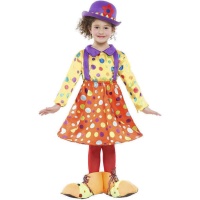 Costume clown a pois colorati da bambina