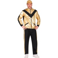 Costume da tuta da ginnastica anni '90 oro e rosso per uomo