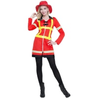 Costume da pompiere rosso e giallo per donna