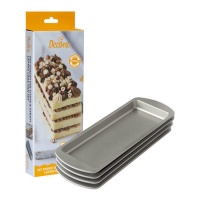 Stampo rettangolare in acciaio per torta a strati da 31 x 12 cm - Decora - 4 unità