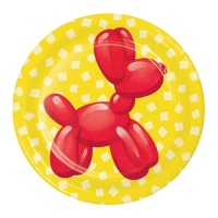 Piatti da festa con palloncini animali 18 cm - 8 pz.