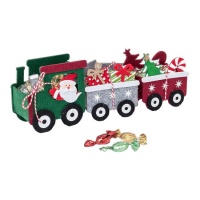 Trenino di Babbo Natale con vagoni in feltro da 27 cm con caramelle