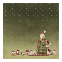 Albero di Natale in carta pergamena con gnomi 30,5 x 30,5 cm - Decoro Artis - 3 pz.